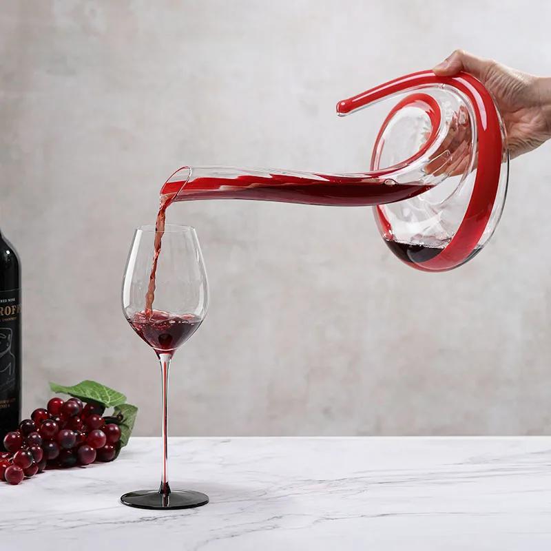 Caraffa in Vetro Soffiato Artificialmente a Forma di Serpente Separatore di Vino Articoli da Bar Caraffa Senior Dispenser Domestico per Vino 1000ml