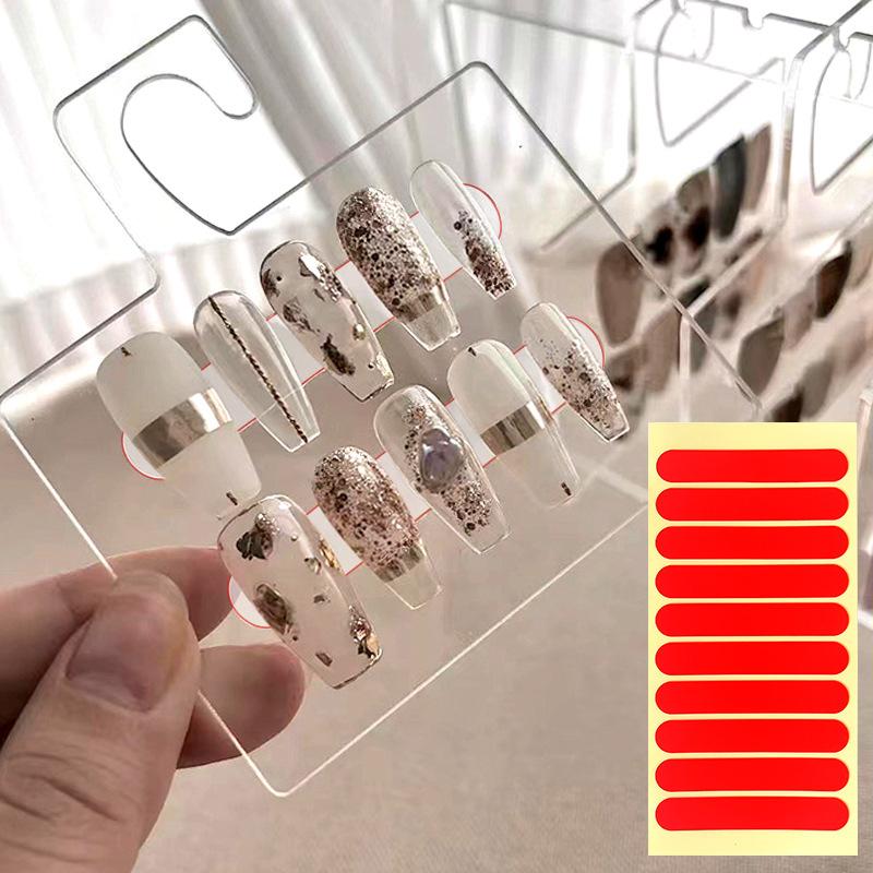 3 Sheets/1 Roll Nail Art Adhesive Tape Double-Sided Adhesive Clear Nail Display Tape For Fingernails Decorative Beauty Stickers