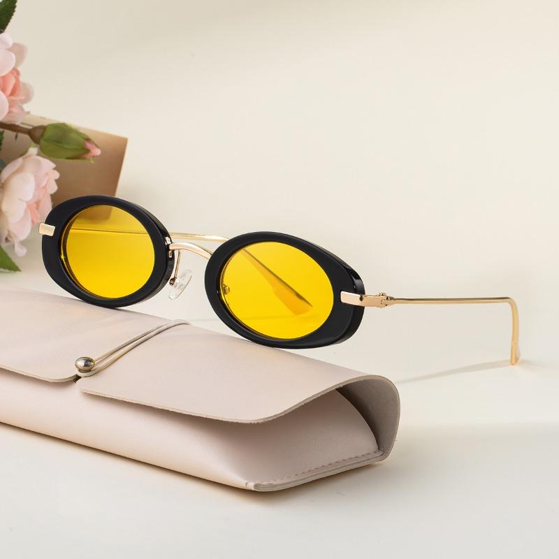 Fashion Men Sun Shading Oval Sunglasses Women Summer Travel Frameless Eyeglasses Round Fashion Shades UV400 Eyewear