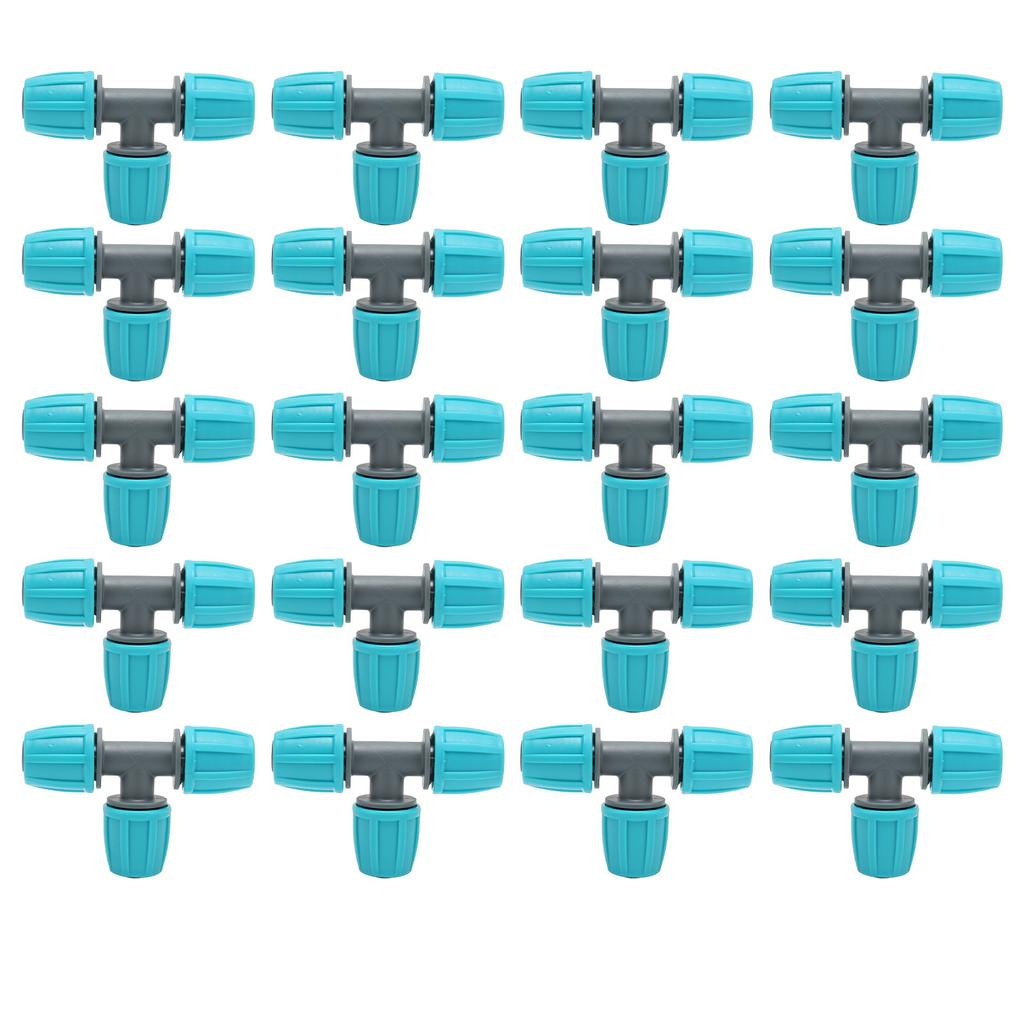 20PCS 16mm Tee Pipe Connector PE Irrigation Tubing Tee for Greenhouses Gardens Agriculture 9.3x6CM