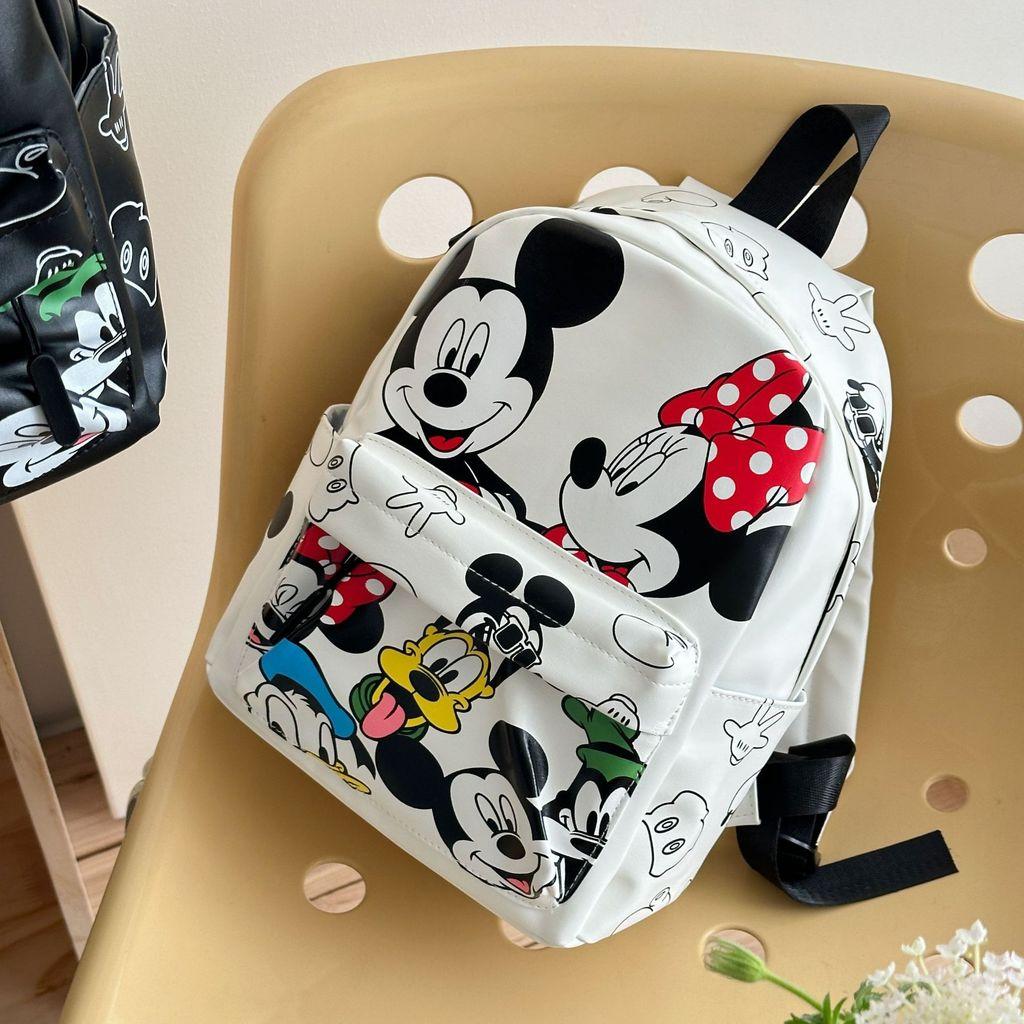 Mickey Mouse Kids Backpack Cartoon Print Breathable Pu Kindergarten School Bag For Children