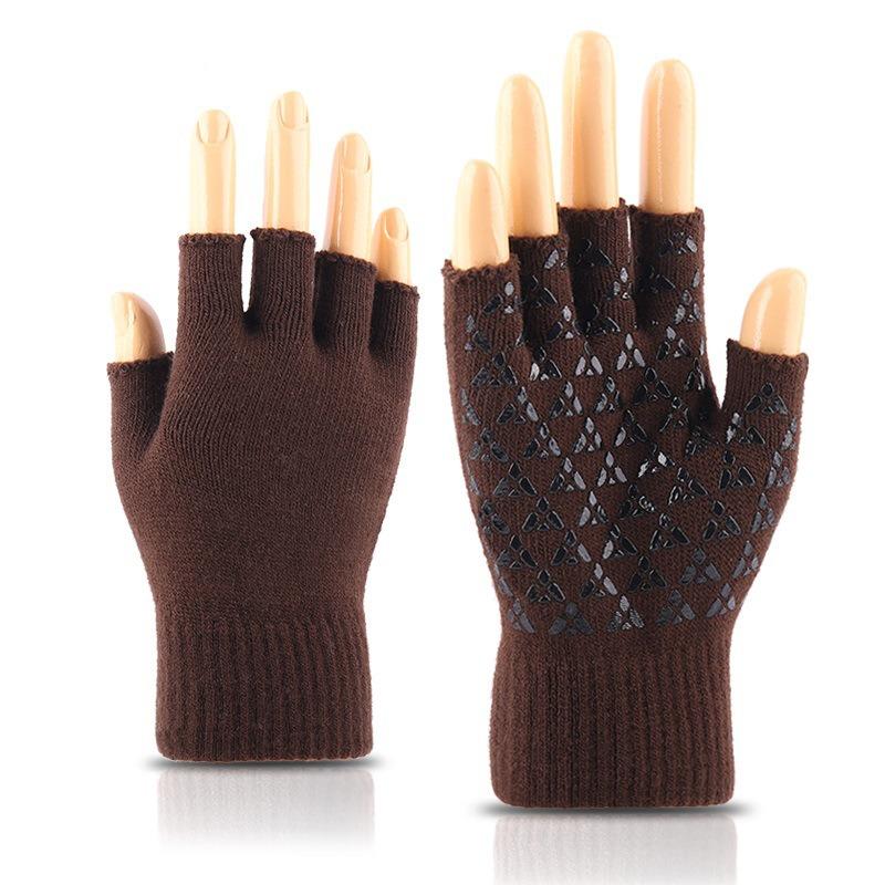 New half-finger gloves for men and women to keep warm in autumn and winter, knitted wool, half-cut leaking fingers, cold-proof, thickened and warm