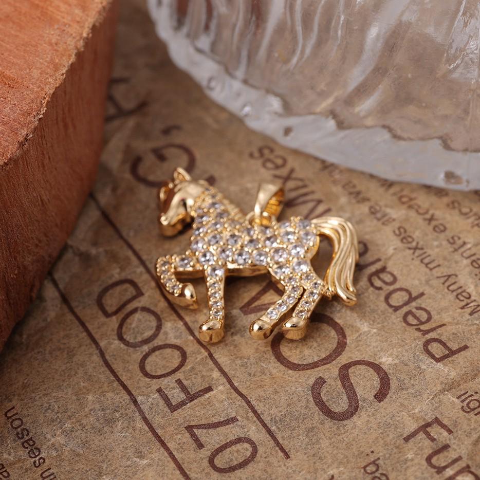 3D Sparkling Diamond Horse Pendant - Gold & Silver Zodiac Animal DIY Jewelry Accessory