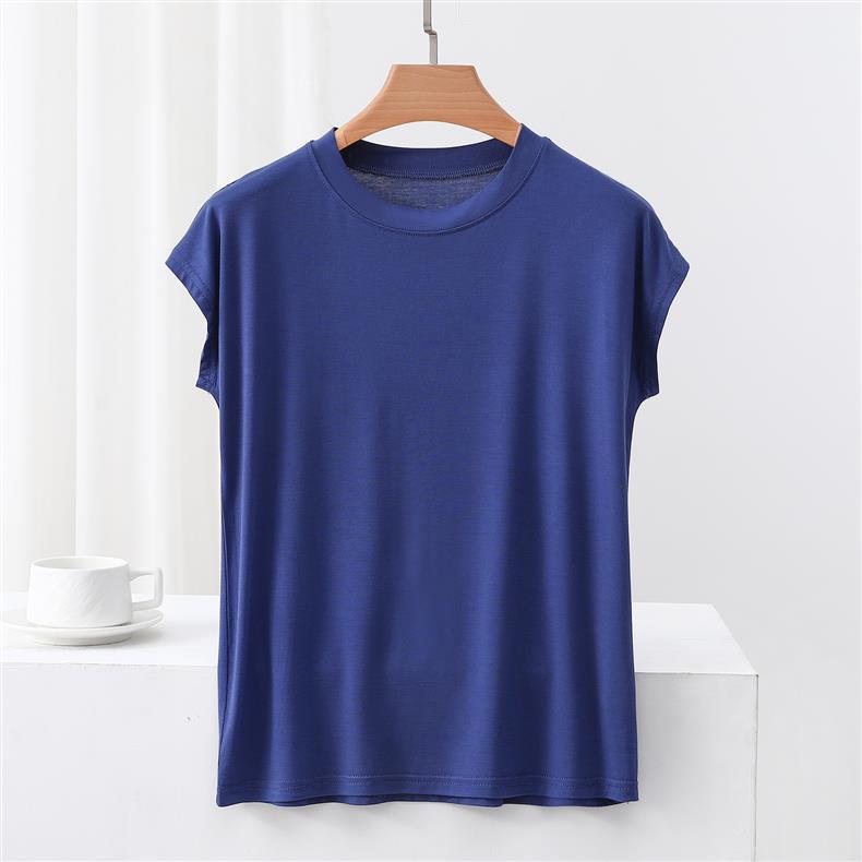 Modal Crew Neck Short Sleeve Casual T-Shirt - Women's Slimming, Versatile Summer Top.