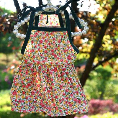 Spring and Summer Dog Floral Suspender Skirt Clothes Cat Clothing Pet Supplies Suspender Mesh Skirt Dress Small Girl Dog Clothes