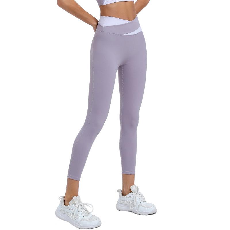Women's Color Block High-Waist Sports Leggings & Shockproof Bra Fitness Set