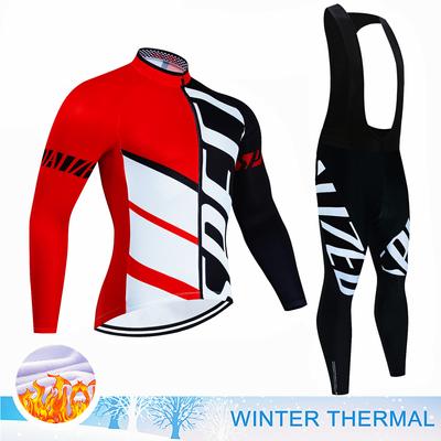 Conjunto de maillot de ciclismo de invierno de forro polar 2025 de manga larga para bicicleta de montaña, ropa de ciclismo de competición de forro polar térmico