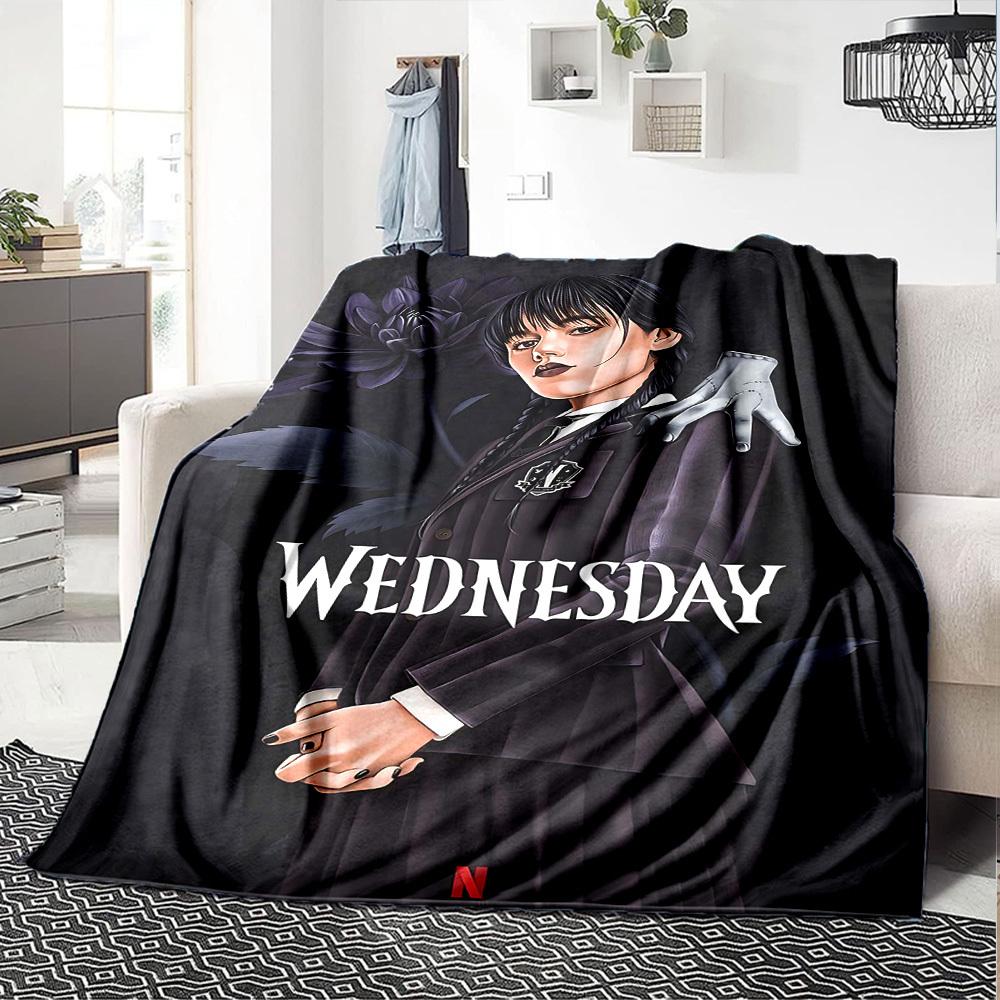 1pc Wednesday Addams Netflix Soft Warm Throw for Home, Office, Trave, All-Season Cozy Bedding Gift, Office Cozy Accessory 1169