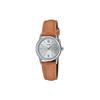 Standard Series Minimalist Retro Small Round Watch Business Casual Fashion Quartz Movement Leather Strap Women Watches Silver LTP-V002L-7B3
