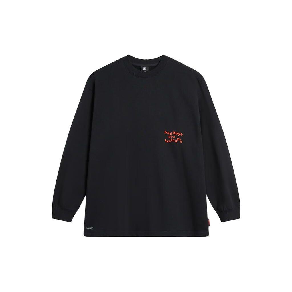 Li Ning Badfive Letter Print Loose Round Neck Long Sleeve Sweatshirt Unisex sweatshirt Black AWDT891-4