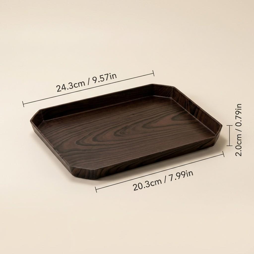 Waterproof Bathroom Vanity Tray Countertop Makeup Organizer Stackable Octagon Plastic Wood Grain Perfume Cosmetic Storage Tray