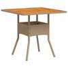 Garden Table Beige 80x80x75 cm Poly Rattan Acacia Wood