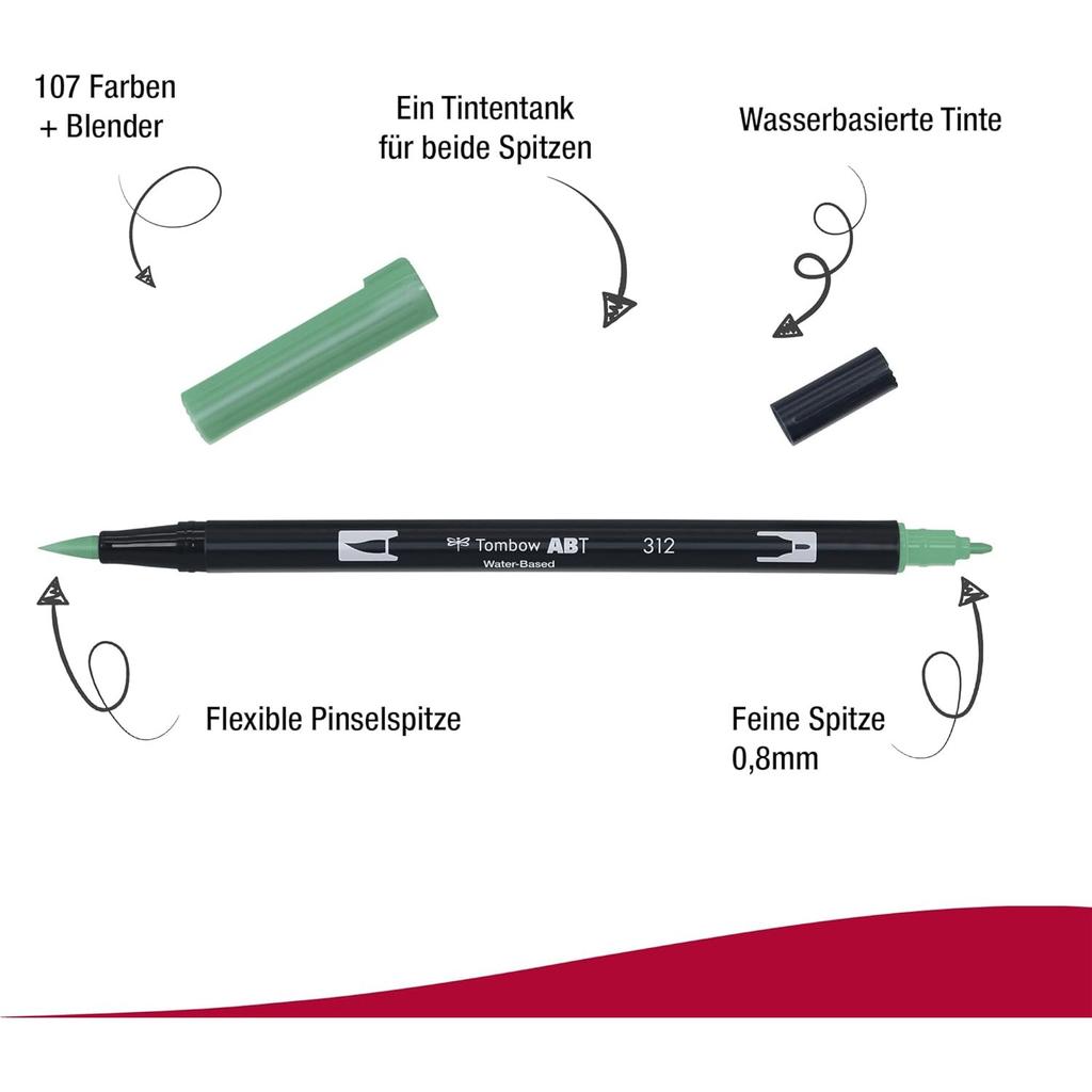 Tombow Graphic Marker Dual Brush Pen ABT 312 Water-Based AB-T312
