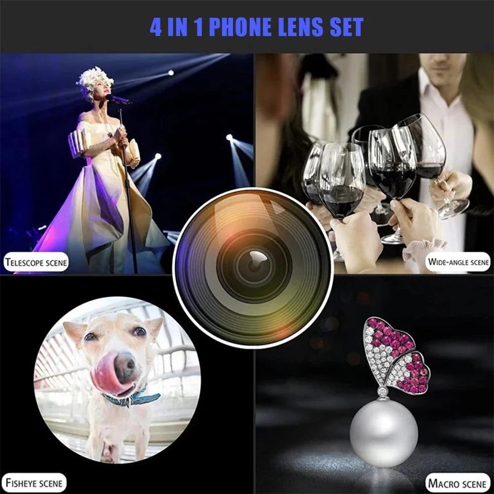 Monocular Telecope Zoom Macro Fisheye 4 In1 Wide Angel Lens Kit Phone Camera Lens 36x Telephoto For Cellphone Iphone Samsung Xiaomi Huawei
