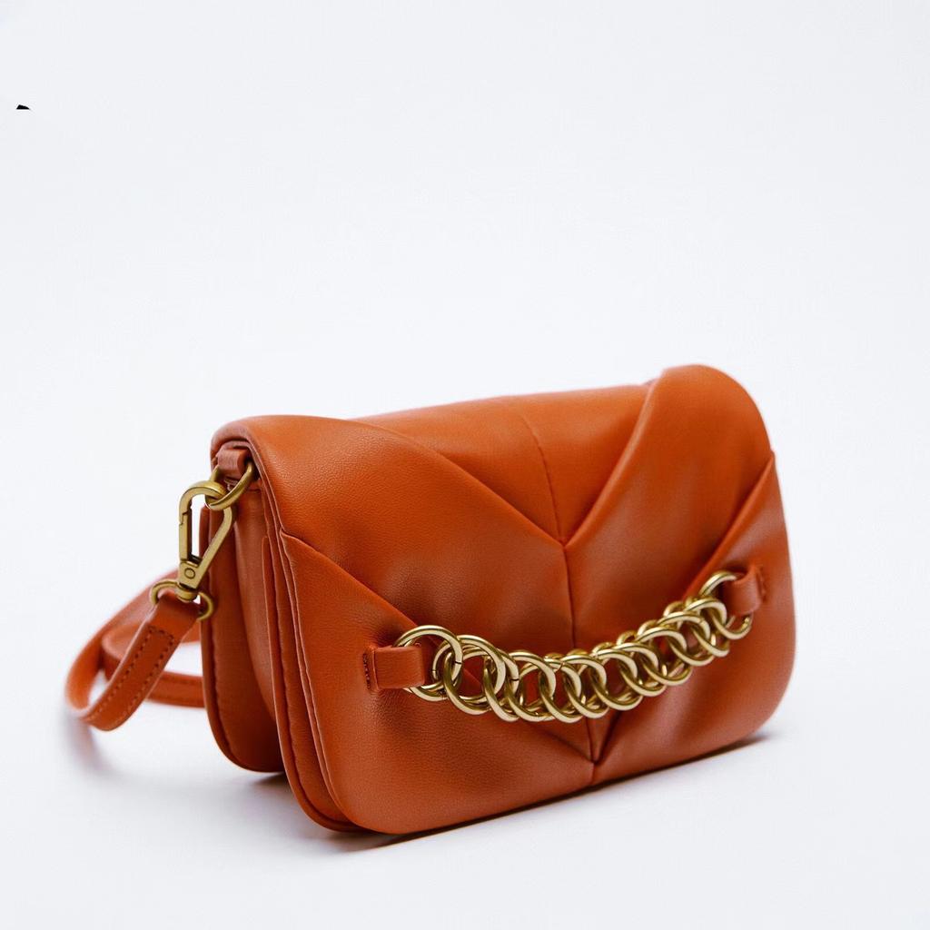 New Fashion Oblique Crossbag Pure Color Soft Leather Wrinkle Chain Chain Underarms Under The Underarms All Match Shoulder Bags