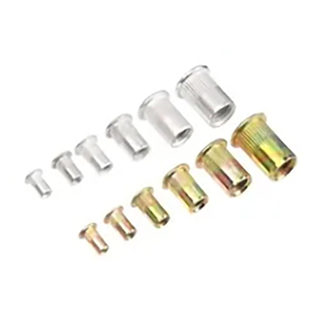 300 Stück Blindnietmuttern-Kit M3 M4 M5 M6 M8 M10 Farbe Verzinkt und Aluminium Flachkopf Gewindeeinsatzmuttern