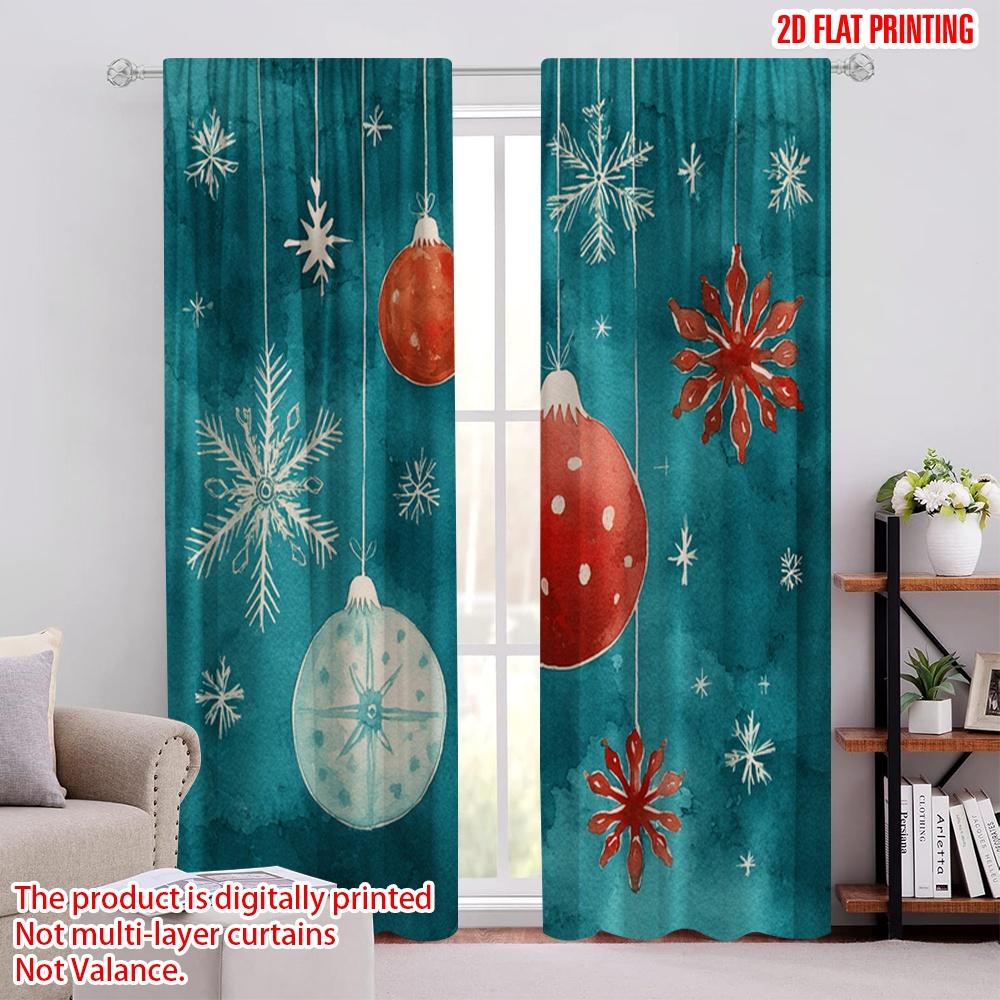 

2pcs,2D plane printing Curtain Popular Snowman and Christmas Gifts Versatile Polyester Fabric (without rod) Holiday Use for 52.50 × 116.00 cm 2 pcs