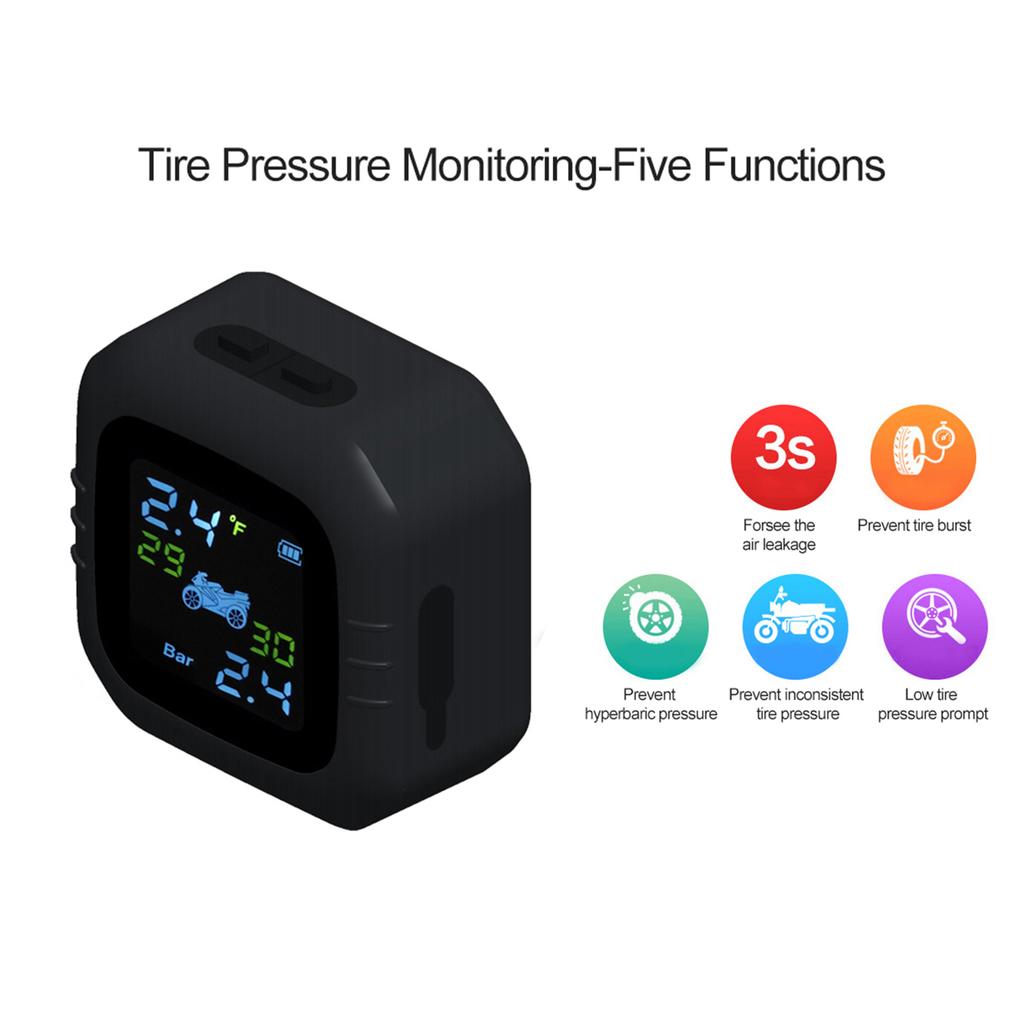 Cordless TPMS Motorcycle Tire Pressure Monitoring System 2 External Sensor Moto Tools