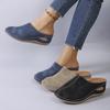 Women's Wide Width Platform Mule Slippers - Wedge Sole Closed Toe Slides for Summer, Suede Rocking Sole House Shoes
