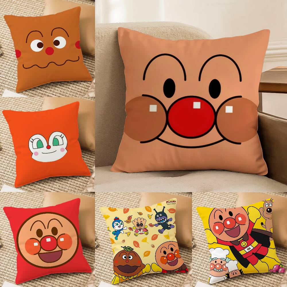 Klassischer Anime-Anpanman-Kissenbezug für bequemes Sofa oder Bett. Seidig-elegant mit unsichtbarem Reißverschluss. Dekorativer Kissenbezug.