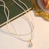 Retro Woven Double-layer Pearl Necklace Light Luxury Niche Design Collarbone Chain Neck Chain 2025 New Trendy