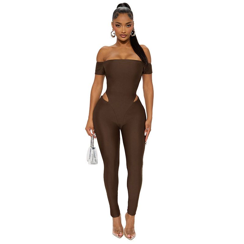 J25Jp432 Cross-Border European and American Amazon 2025 New Women's Fashion Hot Girl Style Solid Color One-Shoulder Jumpsuit