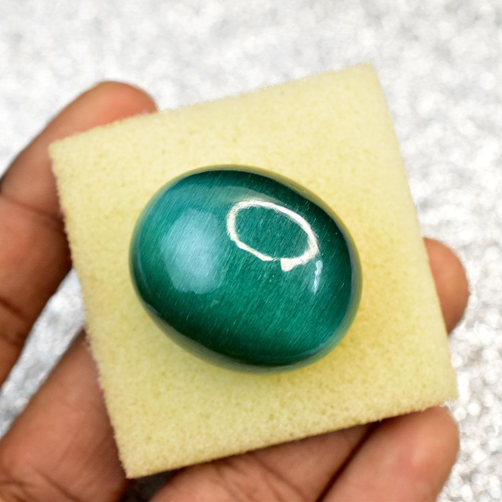 120 ct Cabochon Cut Flawless Natural Green Cat'S Eye Loose Gemstone for Jewelry Making and Crafts