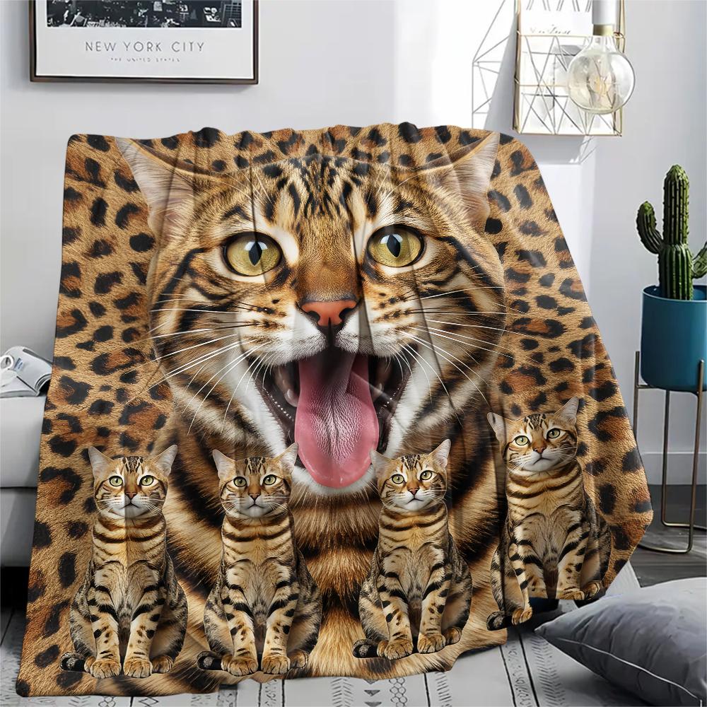1 Stück Spielzeug Tigerkatzen-Print Flanelldecke, Hohe Qualität, Bequem für alle Jahreszeiten, Heimdekoration, Wärme und Komfort, Perfekt für Geschenke