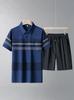 Men's Casual Ice Silk Sports Suit - Short Sleeve Polo Shirt & Shorts for Middle-Aged and Elderly