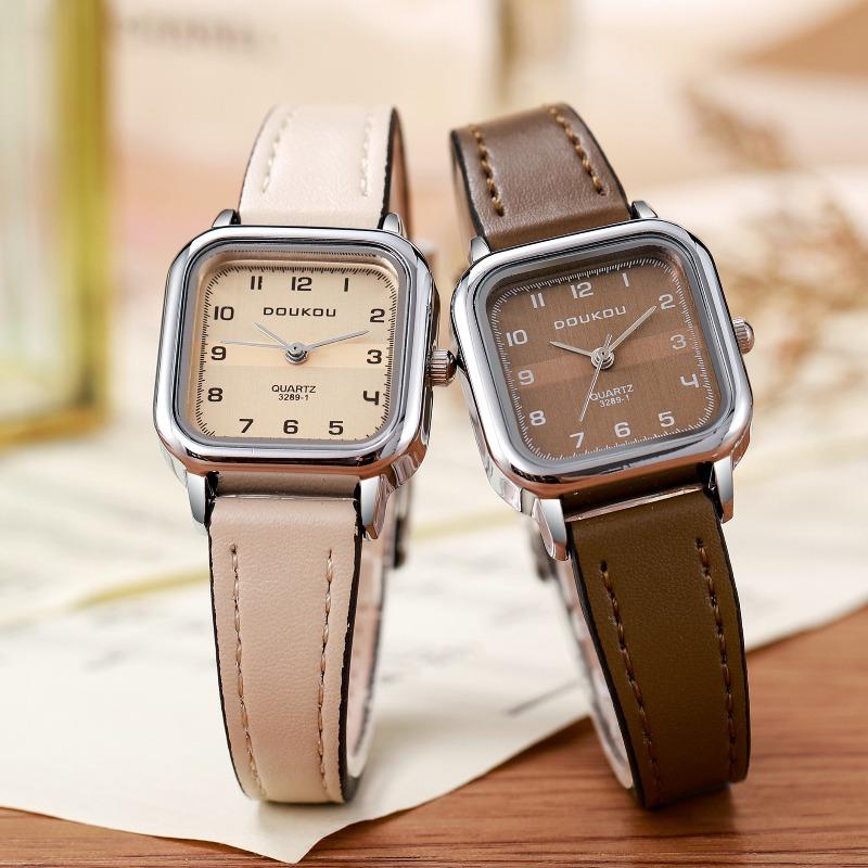 Simple Arabic Square Small Dial Leather Belt Quartz Watches Wristwatches Ladies Watches Casual Clock Gift Dress Montre Femme