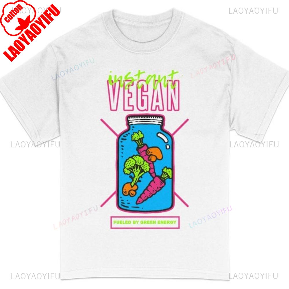 Vegan TShirt Colorful Veggie Jar Graphic Tee Unisex Instant Vegan Apparel EcoFriendly Shirt Hip Hop Harajuku Style Men Women T