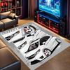 White Tuned Sport Car Split Comic Panel Print Area Rug Non‑Slip Rectangular Floor Mat Auto Fan Decor for Gaming Bedroom Living Room