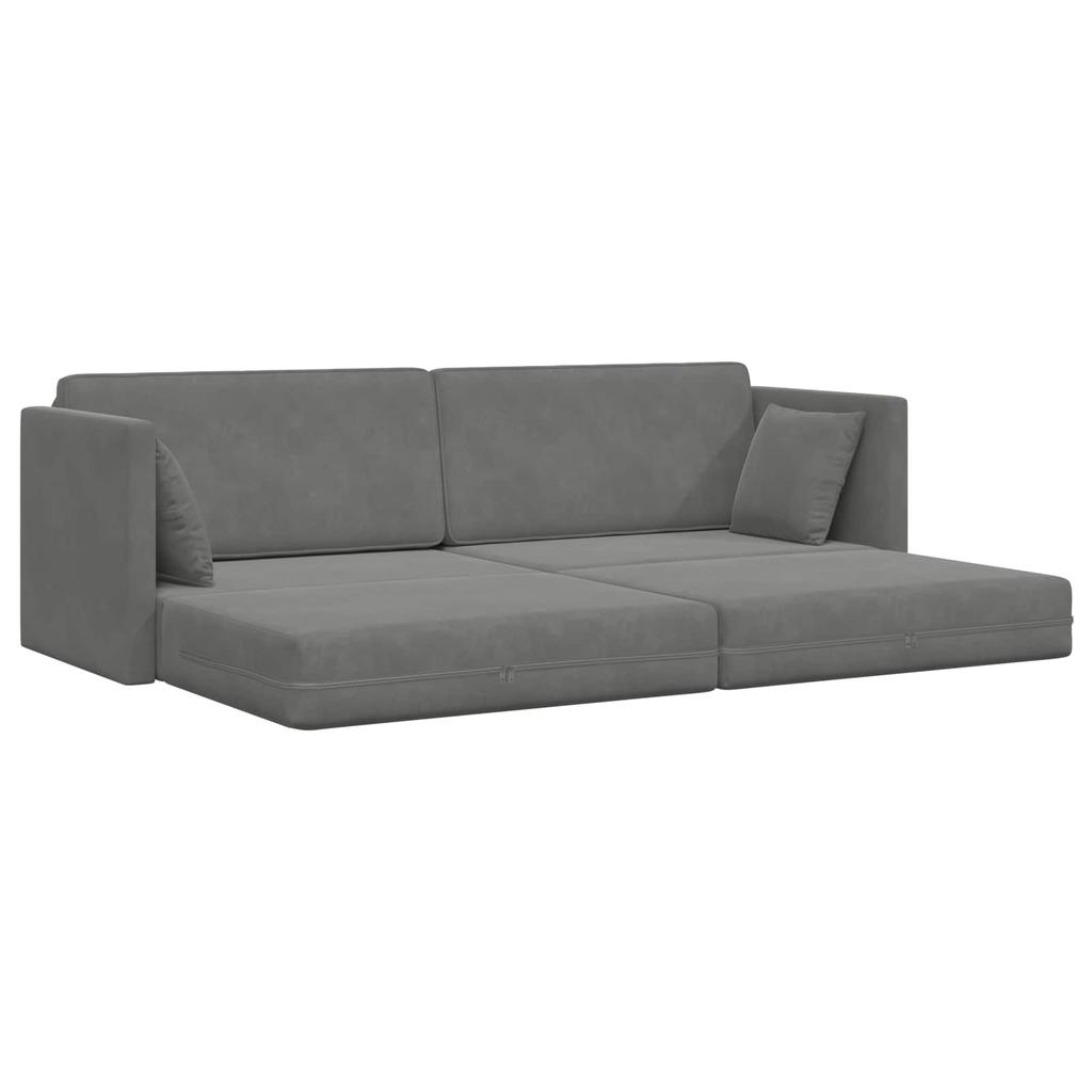 Floor Sofa Bed Dark Grey 213 X 70 X 77 Cm Velvet