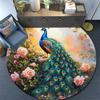 Peacock Garden Round Area Rug,Carpet Rug for Living Room Bedroom Sofa Playroom Decor,Non-slip Floor Mat