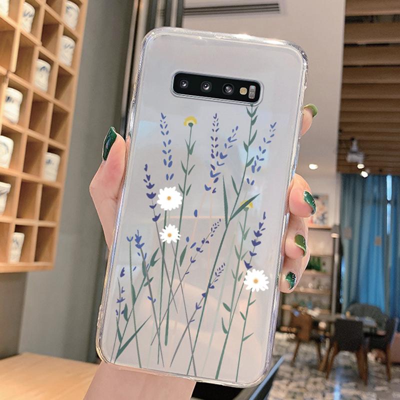 For Samsung Galaxy S9 Plus S9 S10 4G S10e S10 A10 A11 M11 A20 A30 M10A A20e A40 A21S Flowers Plants Clear Daisy Silicone Cover