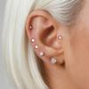 6Pairs Stainless Steel Flat Back Screw Studs Earrings For Women Men 4 Prong Tragus Small Round Clear Cubic Zirconia Ear Jewelry