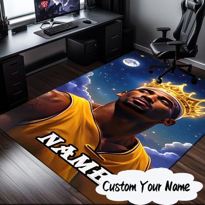Custom Name Basketball Player Action Carpet, Chair Rug,Area Rug for Office Bedroom Living Rooms Bedroom, Doormat Decor Christmas Fan Gifts
