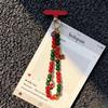 New High-End Christmas Phone Lanyard: DIY Red and Two-Color Bead Wrist Strap
