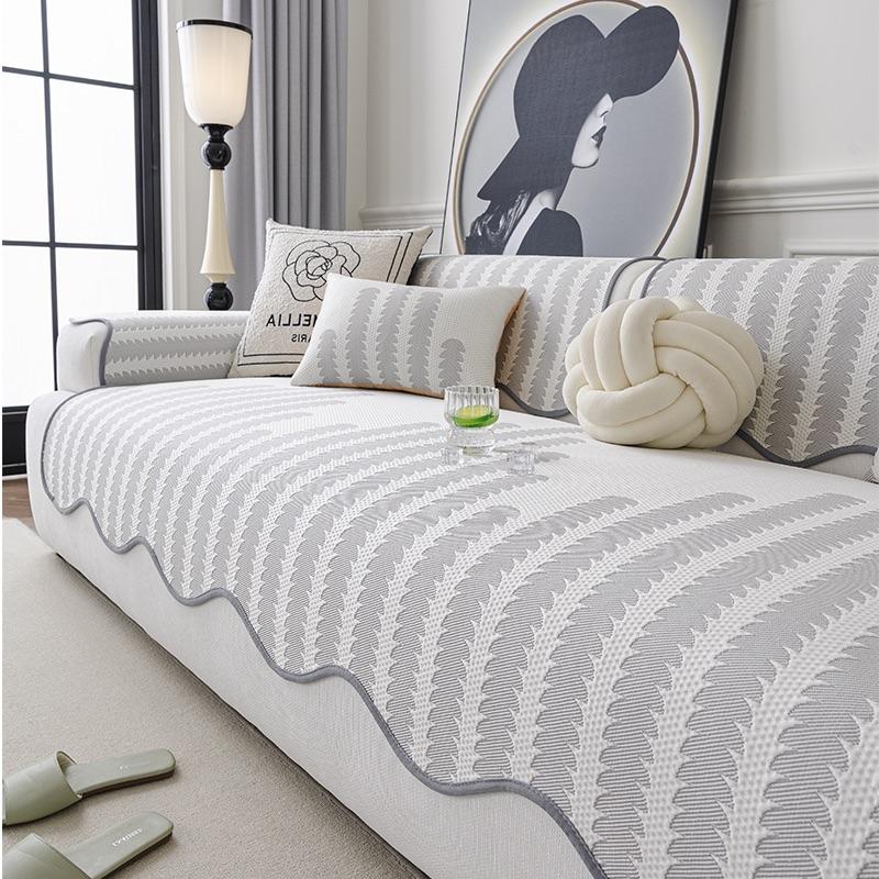 Ice Silk Cool Feeling Sofa Cover Summer Universal Non-Slip Sofa Towel Irregular Shaped Couch Cushion Protector for Living Room
