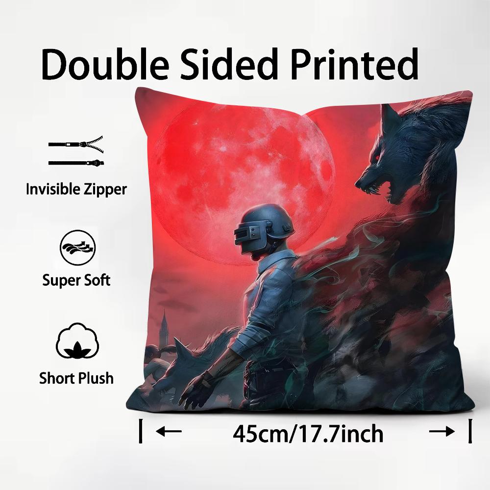 PPUBG Game Cushion Cover Plush Fabric Soft DoubleSided Printed Sofa Warm Winter Home Child Gift Pillow Case