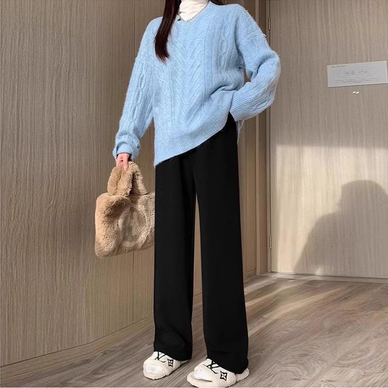 Maternity Fleece Wide-Leg Pants: Cozy, Loose-Fit for Spring, Autumn, Winter – Ideal Postpartum Wear