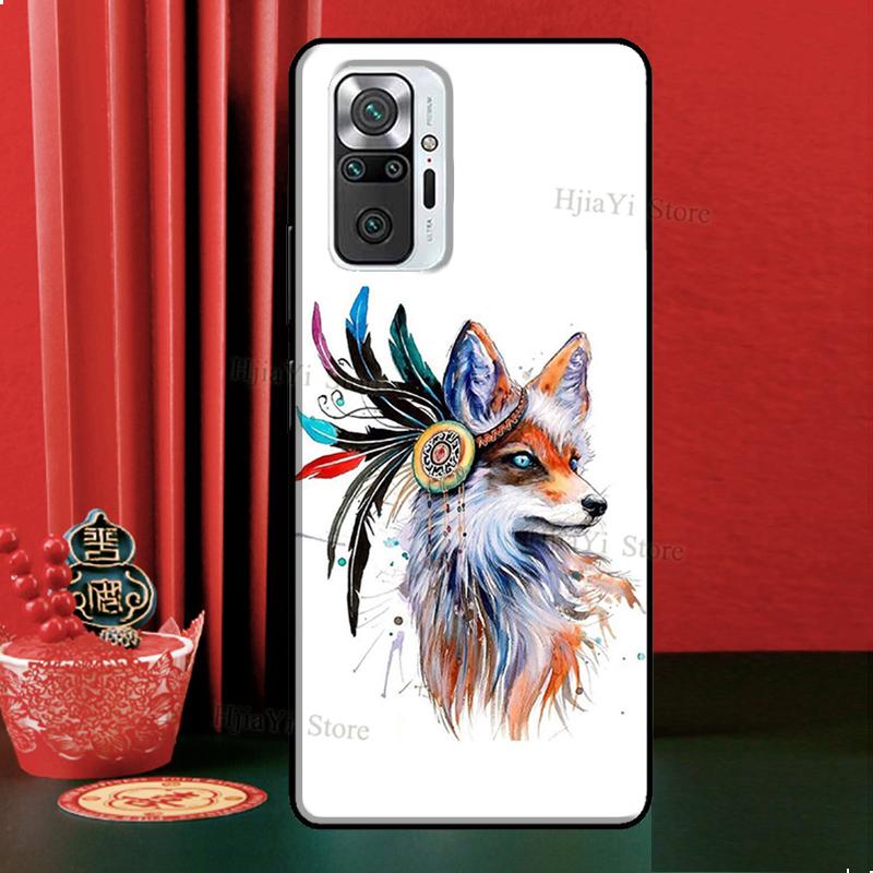 Watercolor Painting The Fox Case For Xiaomi Redmi Note 12 Pro 11 9 8 10 Pro 9S 10S 11S 12S Redmi 12C 9C 10A 10C Cover