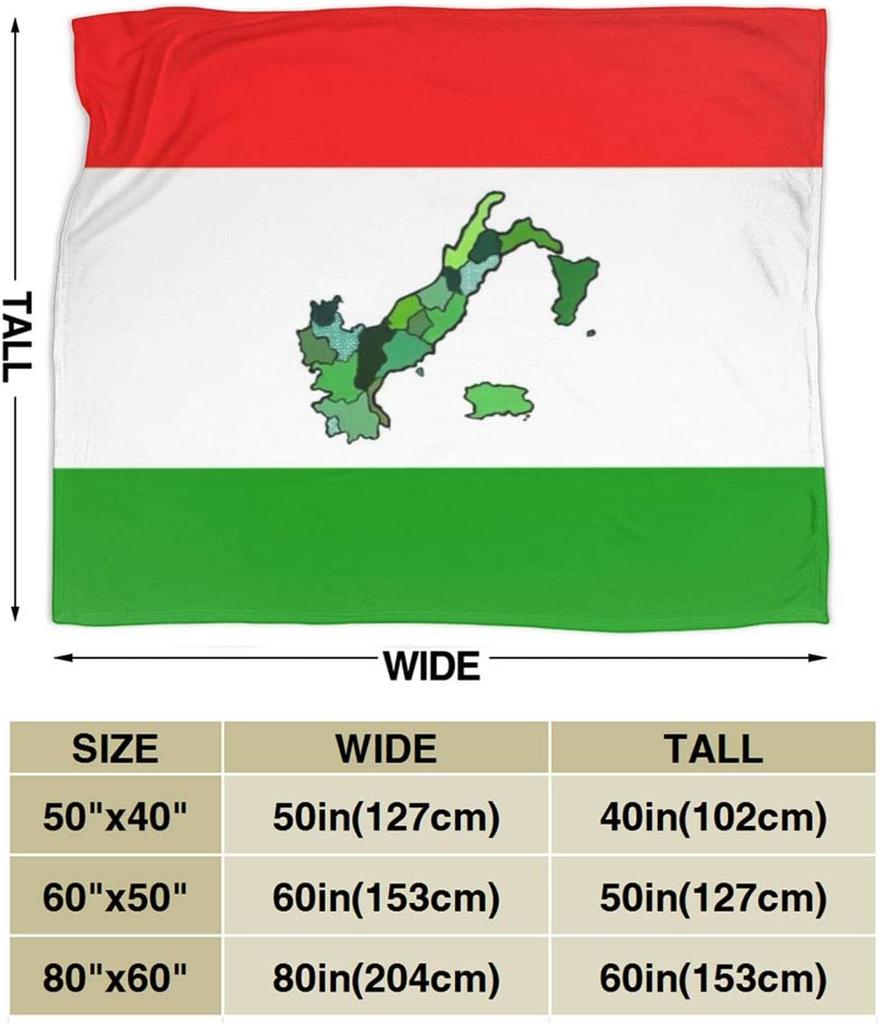 Flannel Fleece Travel Blanket Map of Italy and Italian Flag Green White Red Stripes Blankets for Sofa Air Conditioning Blanket