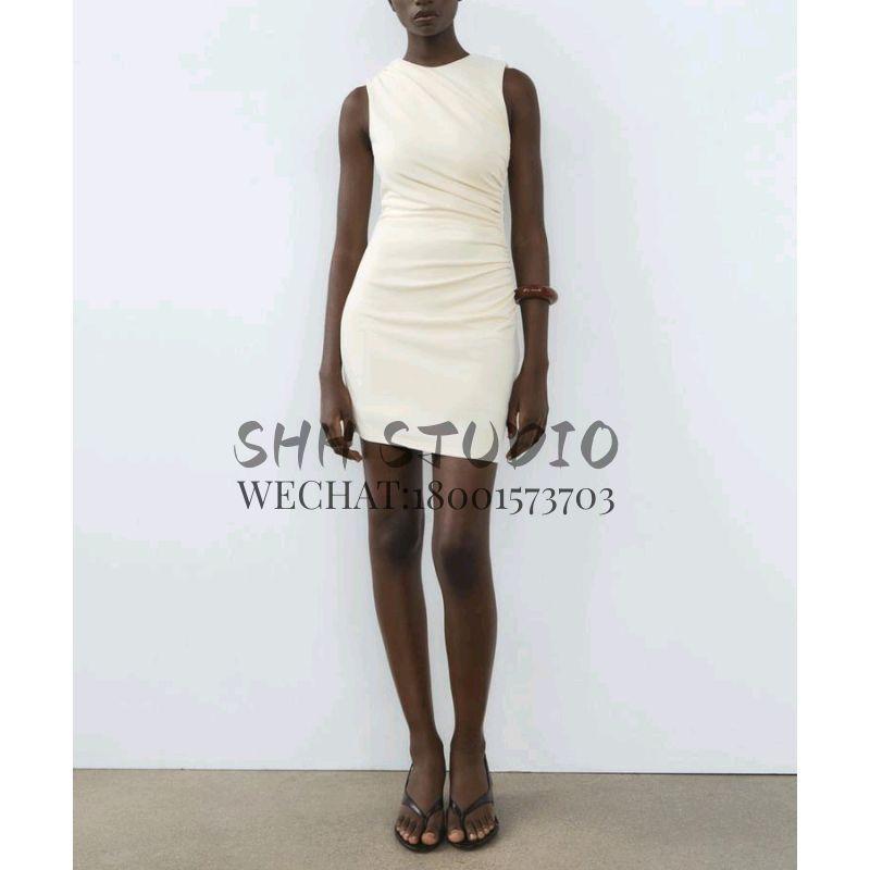 Early Autumn New Arrival Birthday Party Dress Short Version Ruched Silm Sleeveless Elegant Dress 8338250