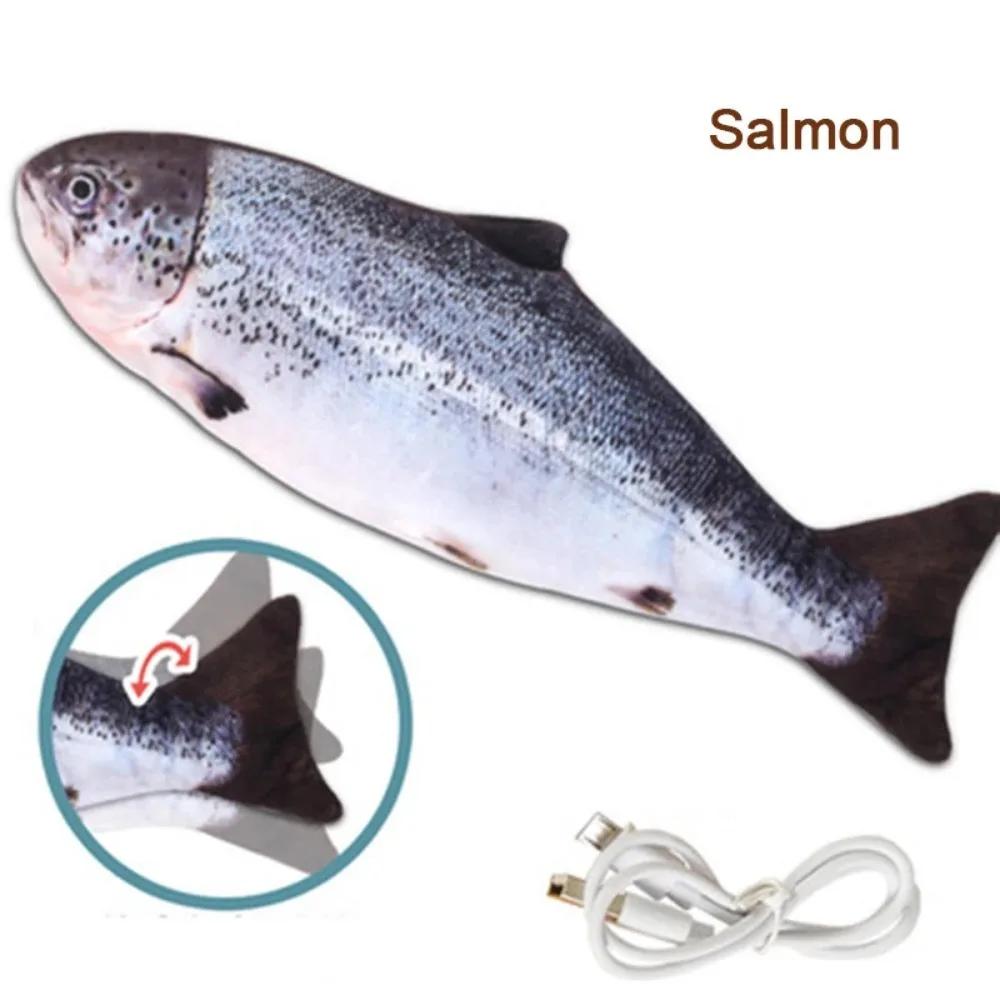 Pet Cat Pet Dog Soft Plush Toy USB Charging Electric Simulation Fish Interactive Training Grinding Teeth Pet Chewing Toy