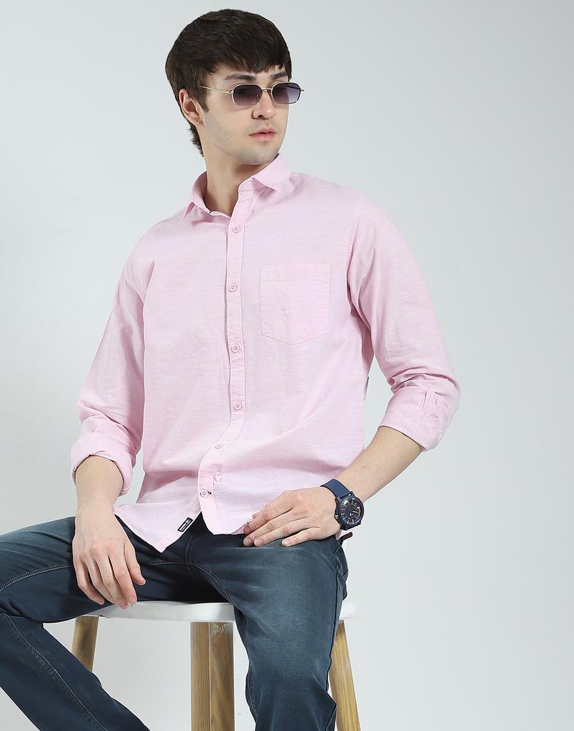 MONTE CARLO Men's Regular Fit Solid Full Sleeve Shirt