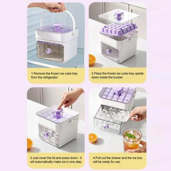 Set Vassoio Ghiaccio 2-in-1, Macchina del Ghiaccio e Contenitore di Stoccaggio, Grande Capacità