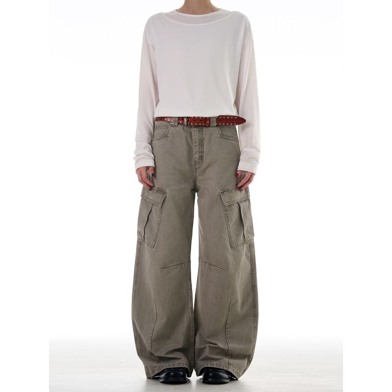 Madwitch American Street Vibe Scimitar Casual Pants Unisex Loose Wide-Leg Cool Design Workwear Jeans