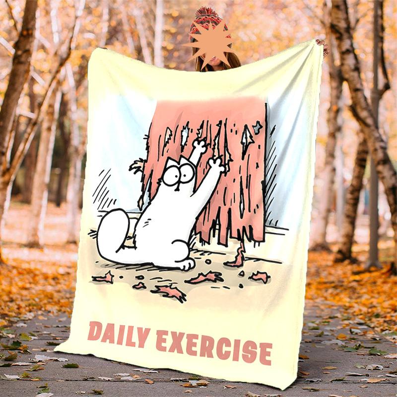 Simon's Cat Flanelldecke Weich Warm Ganzjahresdecke, Design für Camping, Autoreisen, Wandern Sofa, Bett, Büro Perfektes Geschenk für Partys