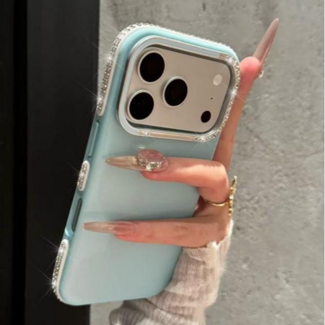 Rhinestone Large Window Anti-Drop Phone Case for Apple 17 Pro/Pro Max - Full Coverage, High-End Feel for Women